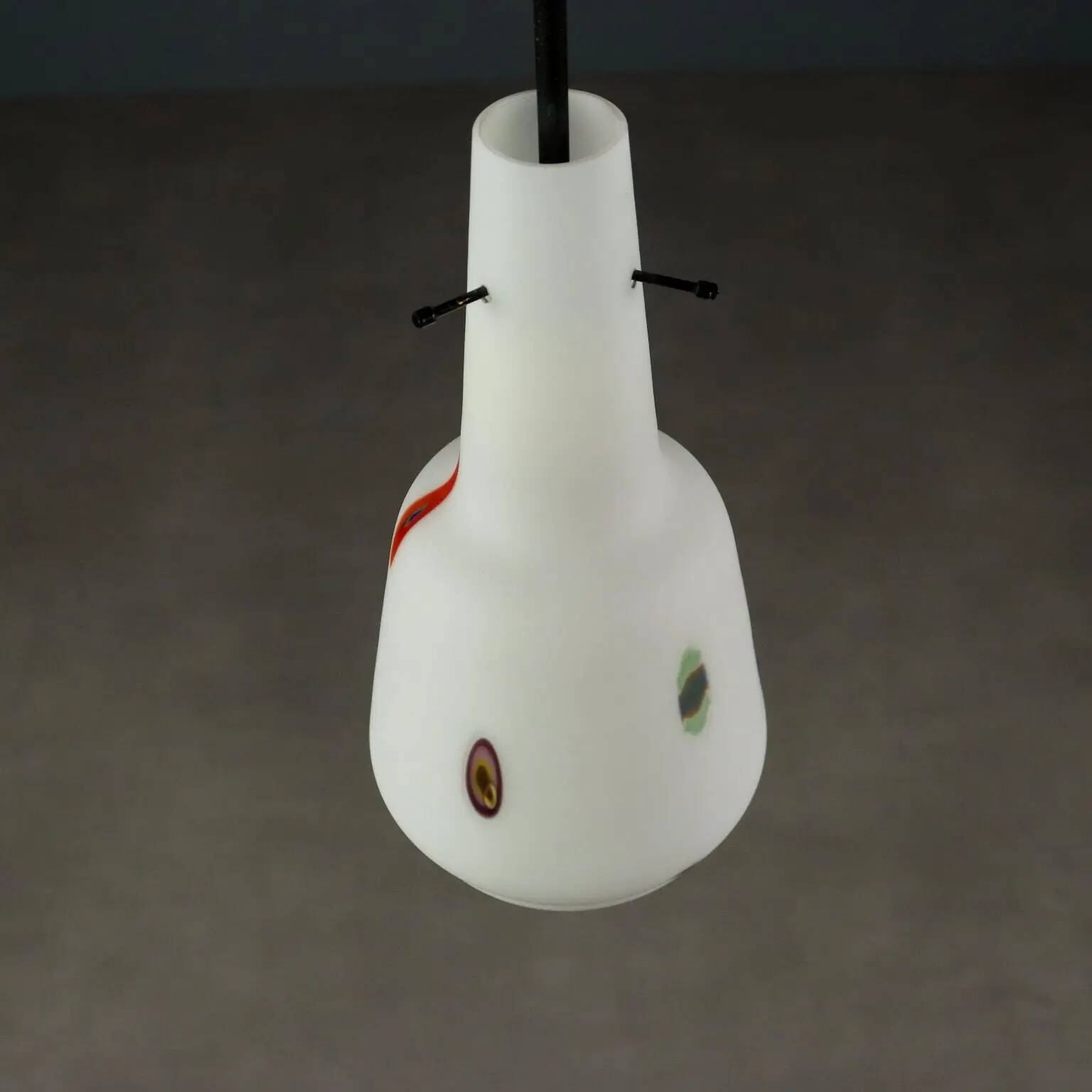 Suspension vintage en métal, laiton et verre, Italie 1960s