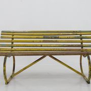 Banc vintage en bois et fer, années 1930