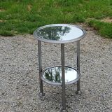 Art Deco side table, end table in chromed metal and mirror, 1930
