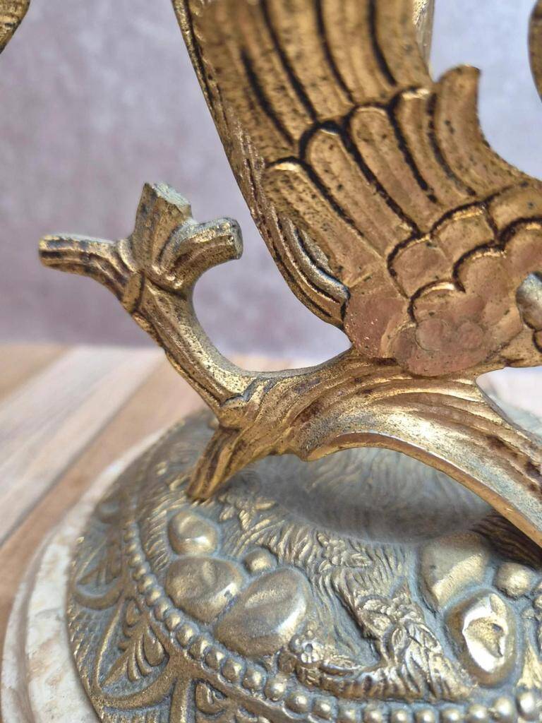 Large vintage lamp in moulded brass – Phoenix – onyx base – 1960s/70s