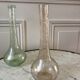 trio of Biot bubbled glass vases signed green 60s-70s