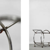 Vintage art déco chrome and glass round bar cart, 1930s