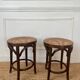 Paire de tabourets viennois bois courbe et cannage années 50