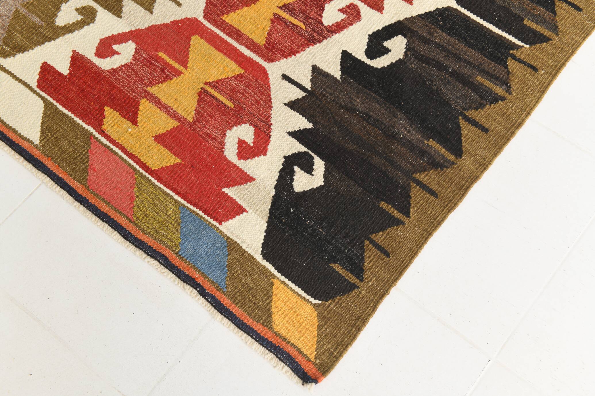 9x12 Geometric Style Turkish Vintage Kilim Rug, 264x383Cm
