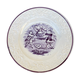 White plate with purple decoration