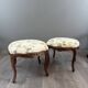 Pair of Louis XV Style Armchairs and Two Footstools, 19th Century