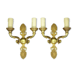 Paire d'appliques, palmettes, style empire Lucien Gau, Paris