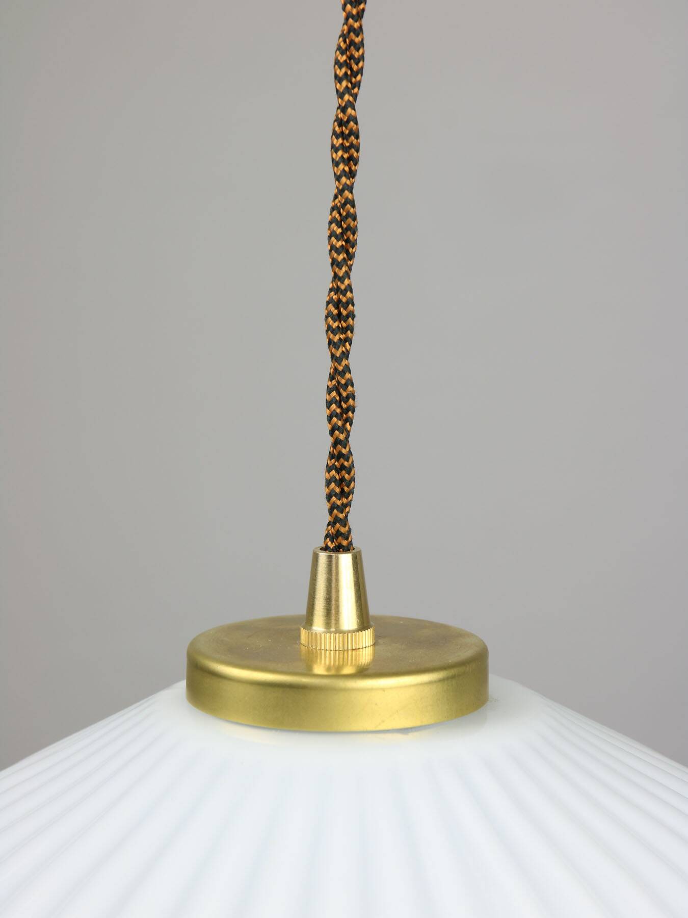 Vintage Opaline & Brass Pendant Lamp