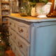 Commode patine bleu vieilli
