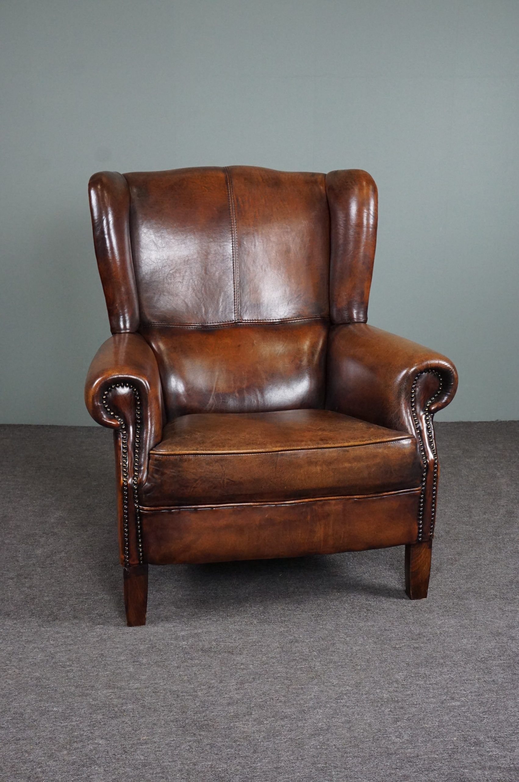 Brown sheepskin armchair