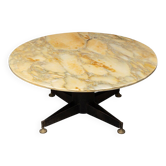 TABLE BASSE EN ONYX ET LAITON ITALIENNE DES ANNÉES 1960