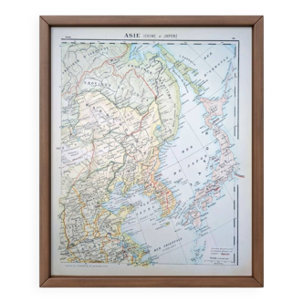 Asia, China and Japan. Geographical map printed in 1900.