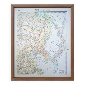 Planche géographique imprimée en 1900 l'Asie, Chine et Japon