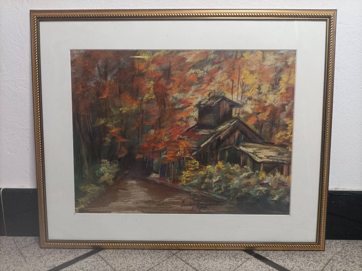 Signed pastel drawing