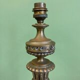 Large bronze lamp base from the late 19th century. Torch table lamp.