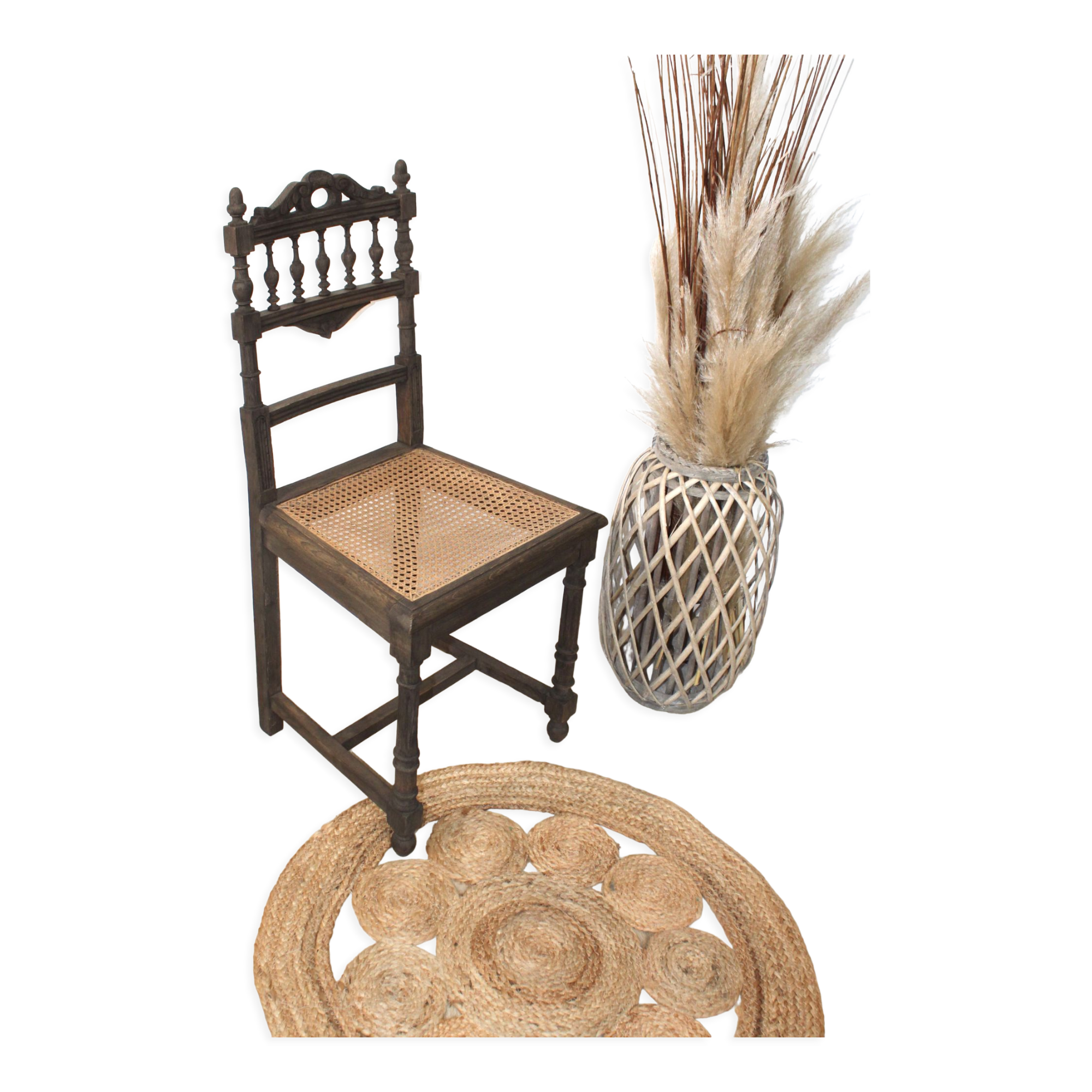 Old style ebony wooden chair