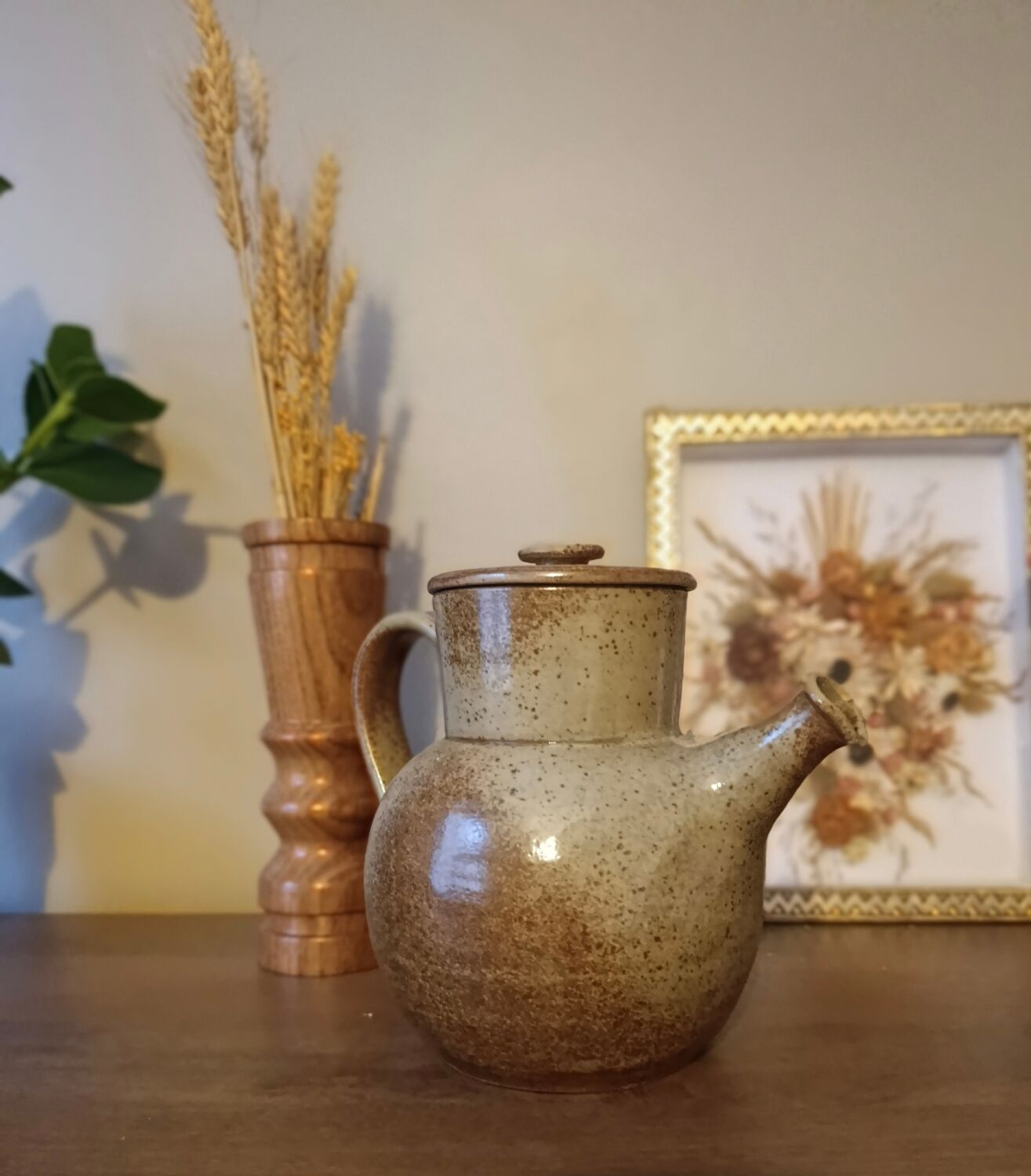 Vintage stoneware teapot signed by Nathalie and Christophe Hurtault.