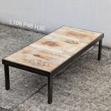 Roger Capron "herbarium" rectangular coffee table with patinated steel structure