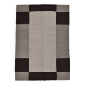 Tapis Kilim contemporain gris noir vintage 8x10, 225x325 cm