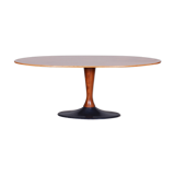 Table ovale tchèque en palissandre du milieu du siècle avec base en fonte, années 1950