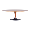 Table ovale tchèque en palissandre du milieu du siècle avec base en fonte, années 1950