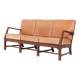 Mid-Century Danish Modern 3-seats sofa with cognac leather cushions