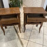 Pair of oak bedside tables with drawer and niche from the 1950s.