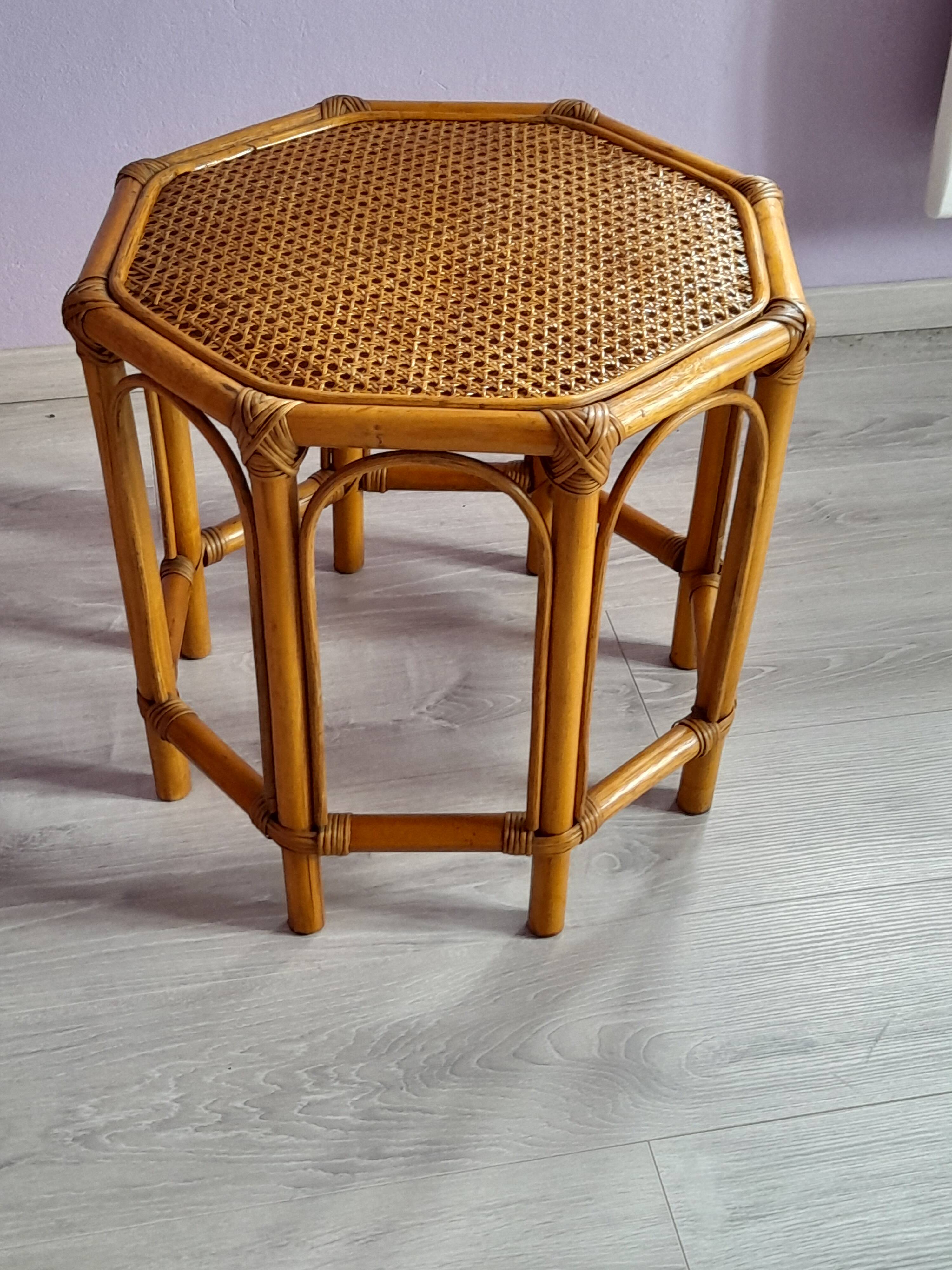 Table basse vintage en rotin