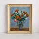 Old oil painting on panel bouquet of flowers