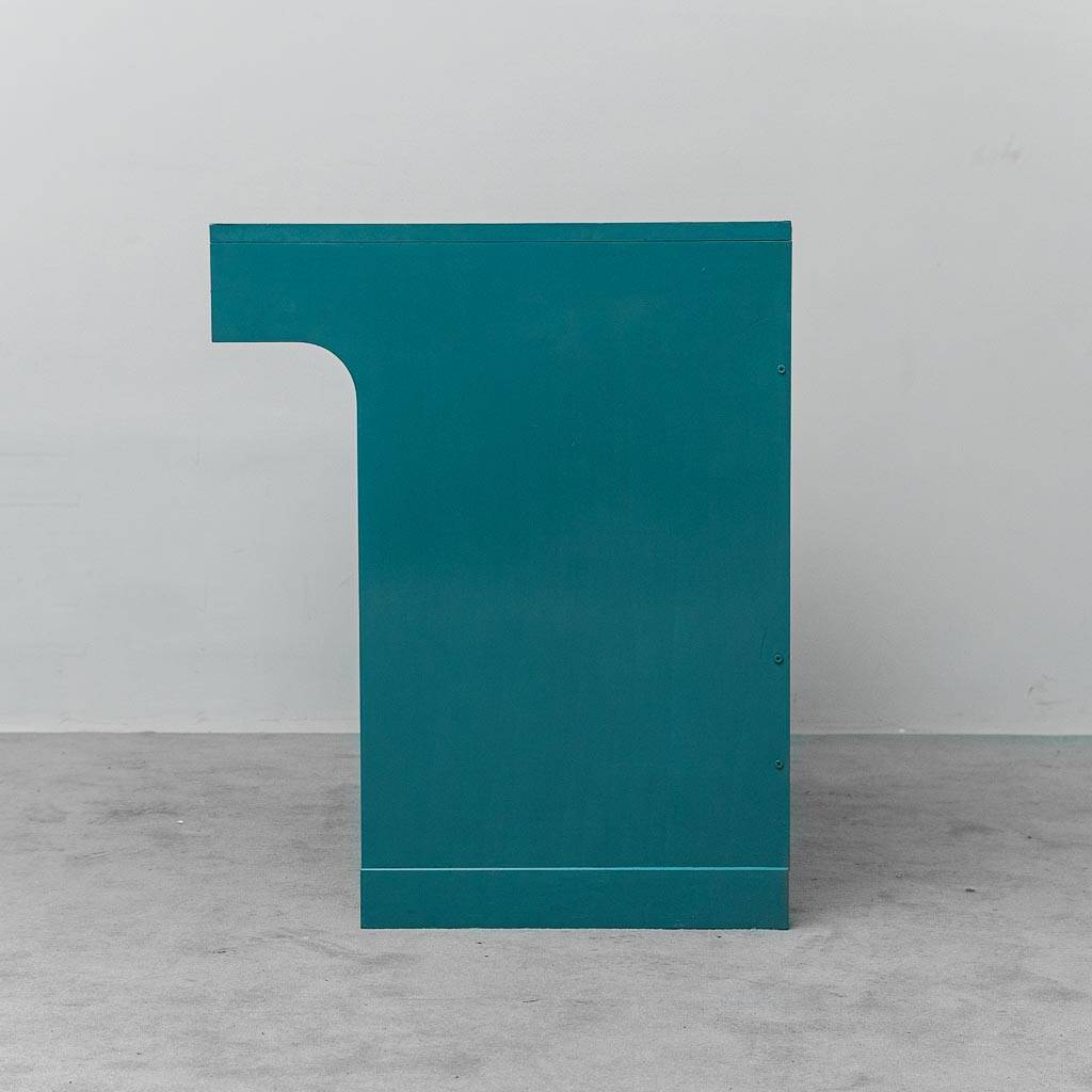 Vintage petrol green desk with drawers 1970s modernism