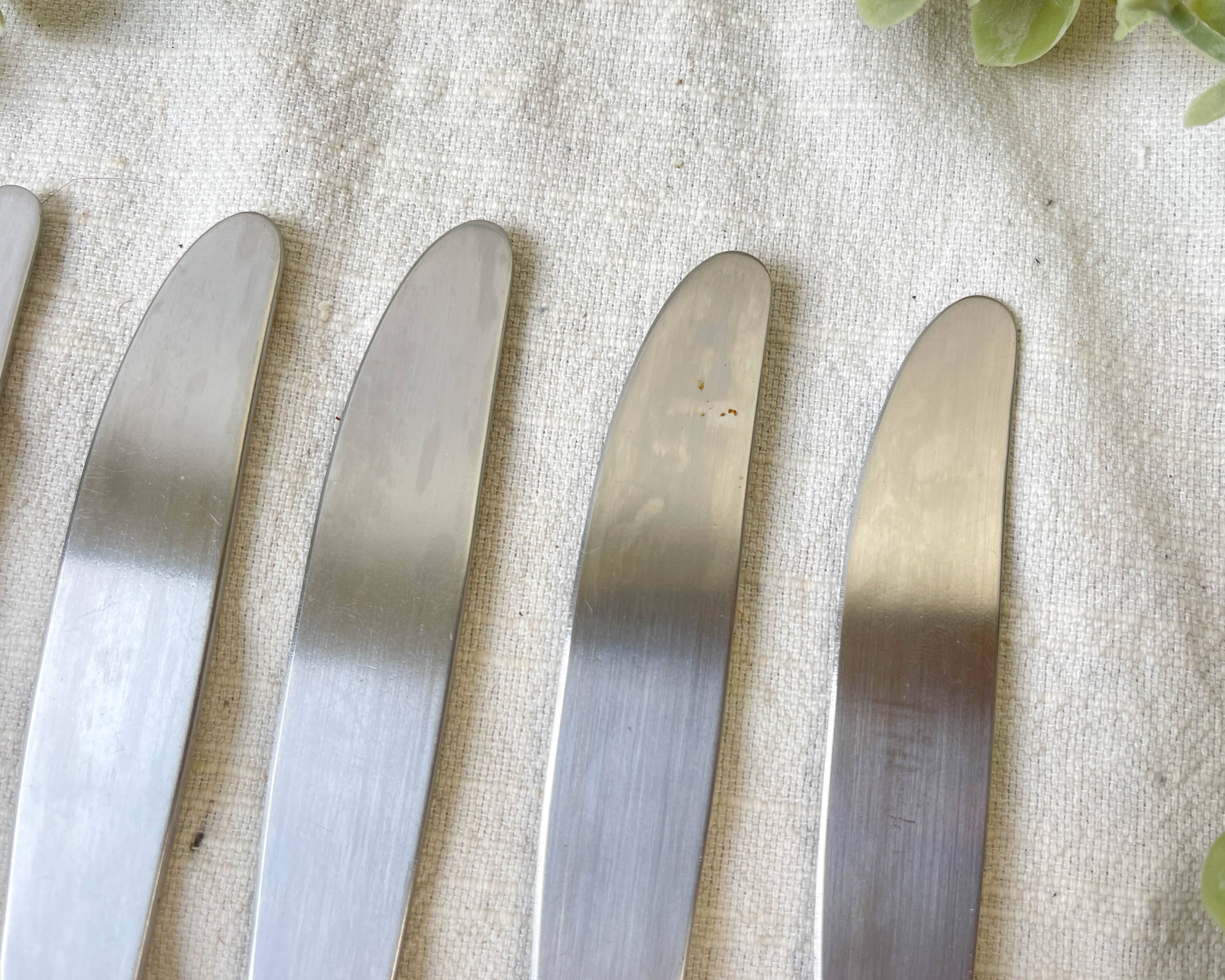 6 vintage stainless steel knives made in France