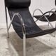 Pair of "Omega" armchairs, chrome-plated metal and leather, Habitat vintage 1980
