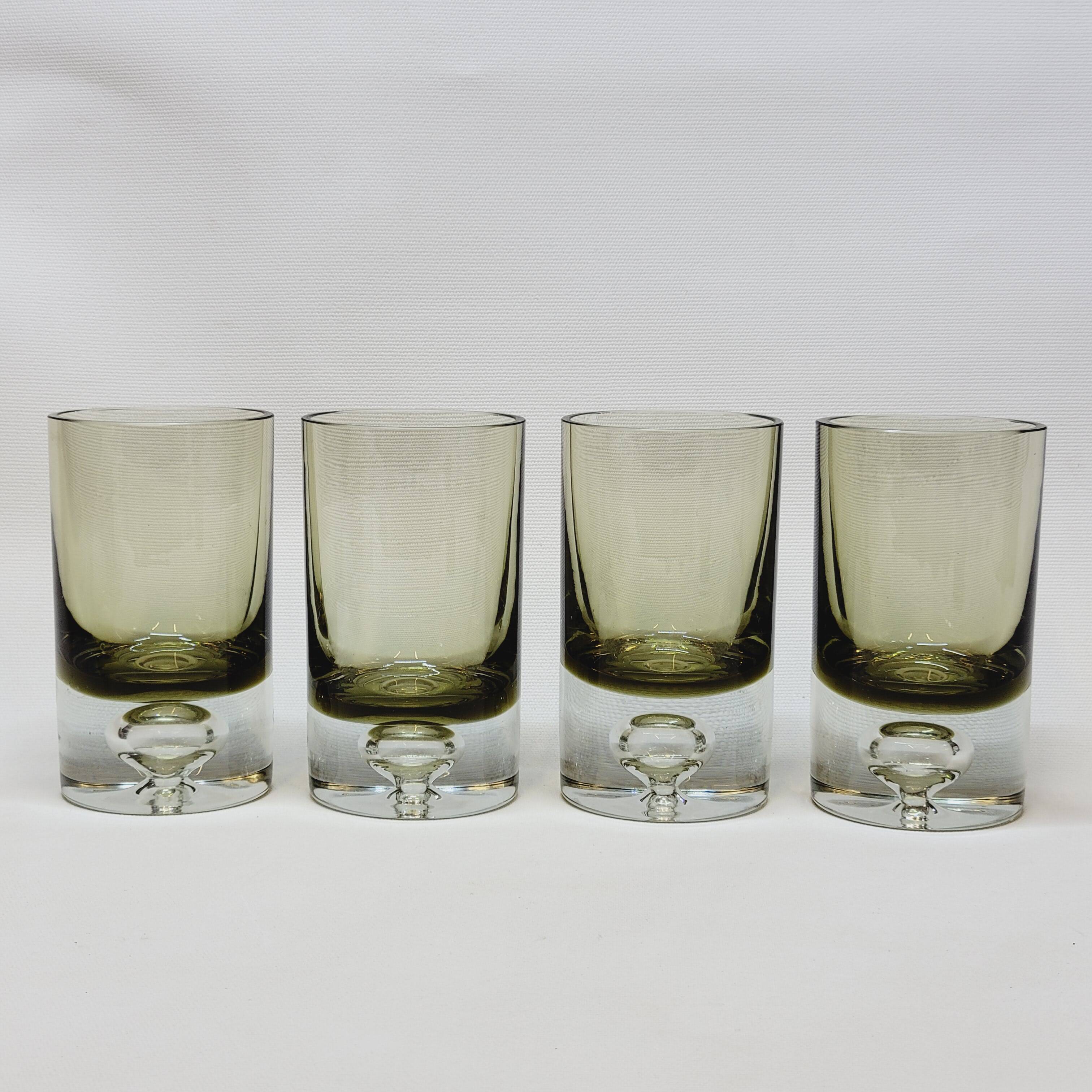 4 vintage whiskey glasses in smoked glass bubble design tapio wirkkala?