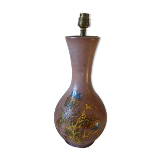 Old ceramic bedside lamp foot Musarra Vallauris thistle decoration