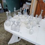 Set of 18 glass and crystal carafes