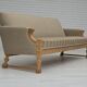 1970s, 3-seater Danish sofa, original beige furniture wool, solid oak wood.
