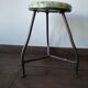 Tabouret tripode vintage, style industriel bois et métal