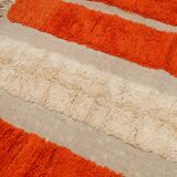 Modern relief orange and white Moroccan Berber rug