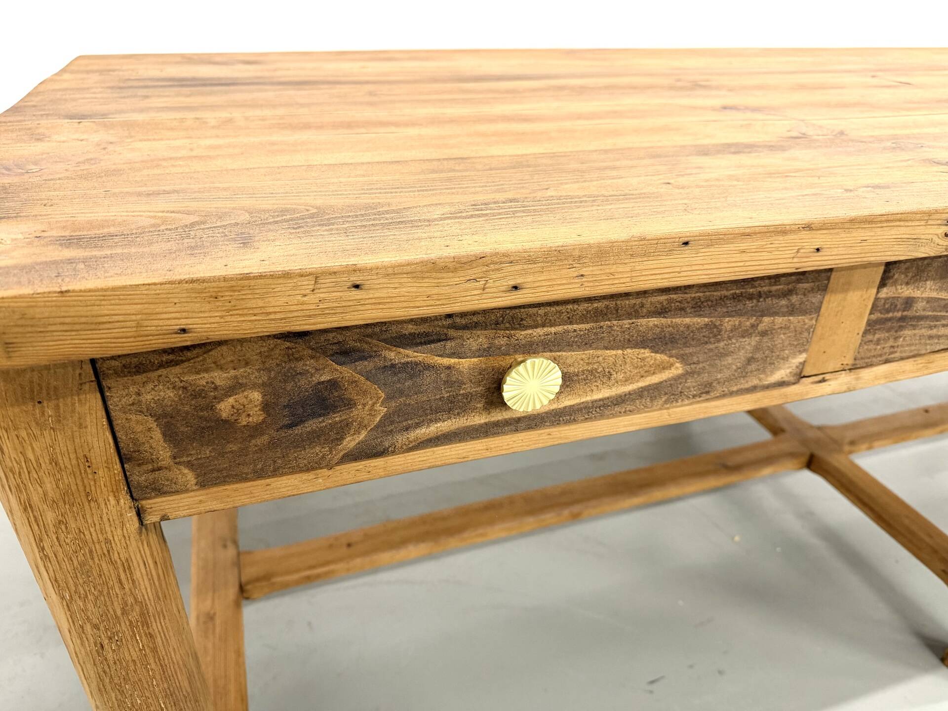Table de Ferme "Meuble de Métier" en Pin – 8 Tiroirs (L221 cm)