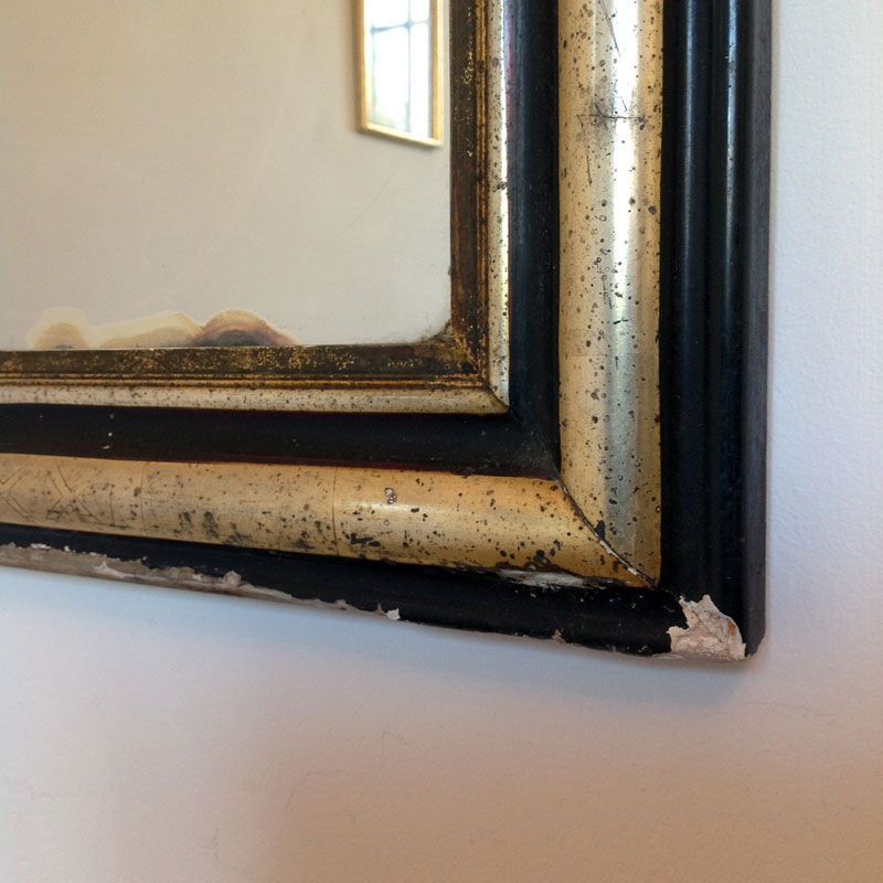 Miroir Louis-Philippe noir et doré - 73 X 52 cm
