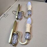 Pair of bronze and glass sconces 1940