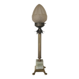 Large Art Deco column lamp metal Onyx frost glass
