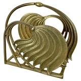 Hollywood Regency 4.8kg Brutalist Solid Brass Magazine Holder Stand, Italy