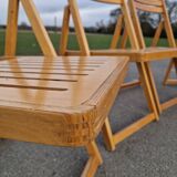 Set of 4 Folding Chairs in Wood and Plywood