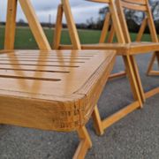 Set of 4 Folding Chairs in Wood and Plywood