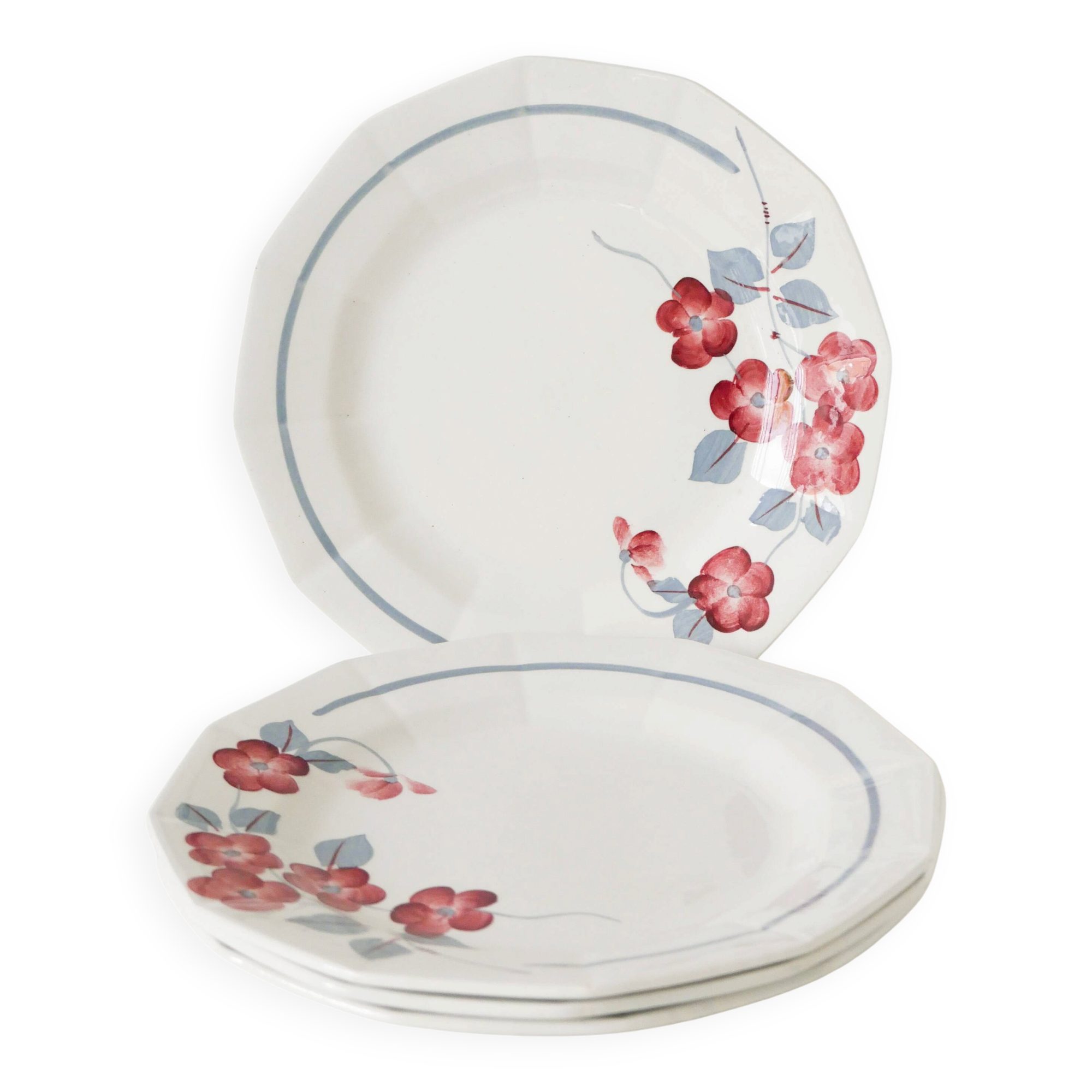 Set of 4 St Amand flat plates, Printemps model, 1950.