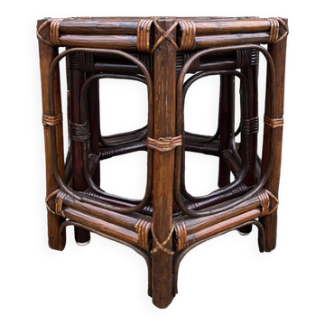 Pair of nesting tables, bamboo and rattan, vintage, 80s