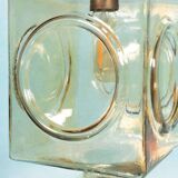 Japandi suspended glass lamp, vintage cubic bohemian glass lamp.