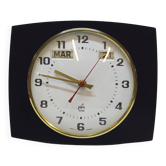 Horloge murale vintage japy en formica avec le jour et la date calendrier