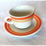 Vintage orange and red coffee set saint amand bahia coffee pot cups saucer